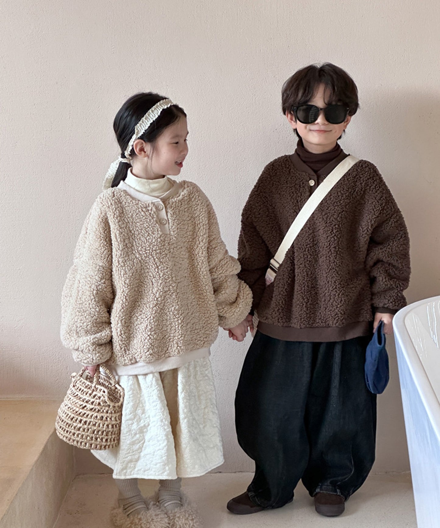 【aimoha-KIDS-】韓国子供服　ボアオーバースウェット