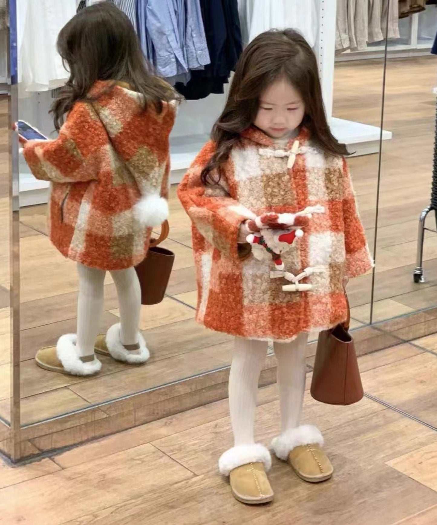 【aimoha-KIDS-】韓国子供服　クリスマスかわいいモコモコ厚手アウター