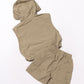 【aimoha-KIDS-】子供服　outdoor風ポケット付き袖無しパーカーセットアップ