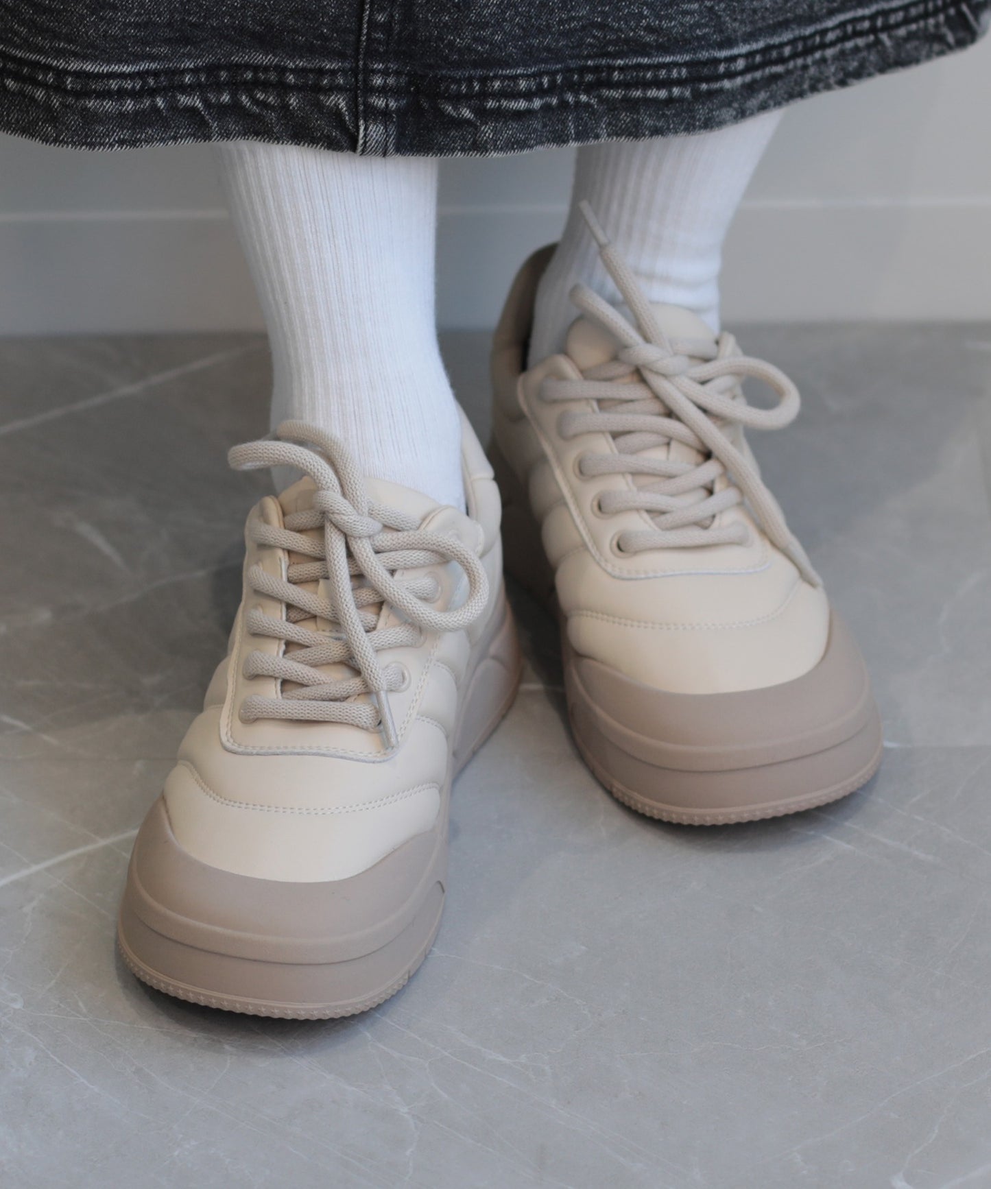 【shoes365】ステッチ飾り　厚底スニーカー